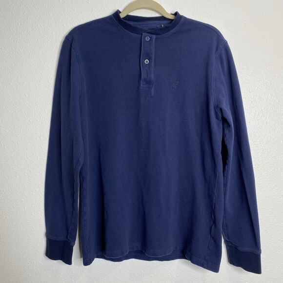 Barbour Dodd Henley Shirt Navy Men’s Size M - Picture 1 of 3